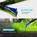 6 In 1 Fish Tank Cleaning Tool Algae Cleaning Tool with Gravel Rake Brush Fish Net Scraper Fish Tank Telescopic Long Handle Cleaning Tool Set