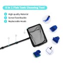 6 In 1 Fish Tank Cleaning Tool Algae Cleaning Tool with Gravel Rake Brush Fish Net Scraper Fish Tank Telescopic Long Handle Cleaning Tool Set