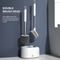 2PCS Toilet Brush and Holder Wall-mounted Soft Bristles Toilet Brush Cleaner No-drilling Bathroom Deep Cleaning Toilet Bowl Brush