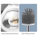 2PCS Toilet Brush and Holder Wall-mounted Soft Bristles Toilet Brush Cleaner No-drilling Bathroom Deep Cleaning Toilet Bowl Brush