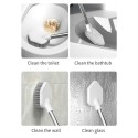 2PCS Toilet Brush and Holder Wall-mounted Soft Bristles Toilet Brush Cleaner No-drilling Bathroom Deep Cleaning Toilet Bowl Brush