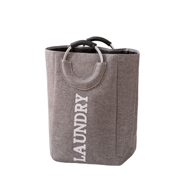 Foldable Hand-held Linen Laundry Basket For Household Laundry  Light Grey