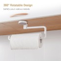 Wall Mounted Paper Towel Holder Strong Adhesive Multifunction Rotatable Roll Organizer for Kitchen Bathroom Living Room Office