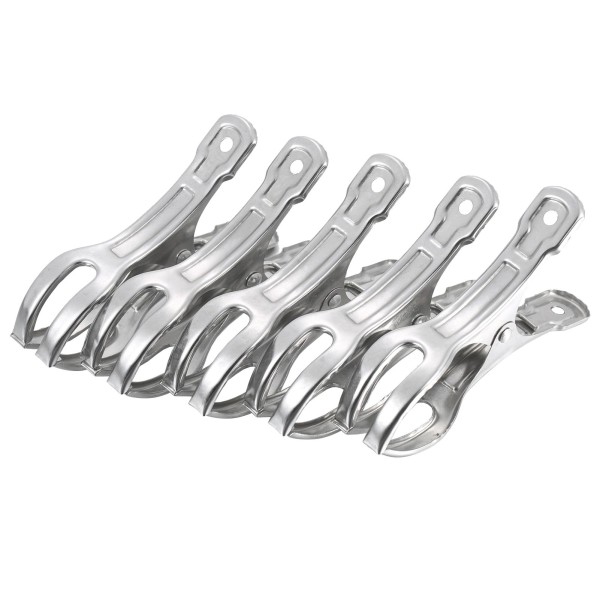 Stainless Steel Cloth Drying Clips Big Cloth Blanket Clamp Windproof Spring Clip Grip 5 count