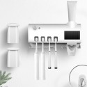 UV Toothbrush Sanitizer Intelligent Photocatalyst Toothbrush Sanitizer Wall Mounted Bathroom Toothbrush Holder with Automatic Toothpaste Dispenser USB Charging for Toothbrush Organizer for Ladies Baby Family