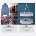 2 Layers Mesh Clothes Hanging Dryer Collapsible Sweater Hanging Drying Rack 2-Tier Foldable Mesh Basket Dryer Net Multifunction for Clothing Underwear Socks Sweater Laundry Herb (45cm/ 17.7in)