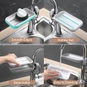 Kitchen Sponge Holder Brush Soap Organizer Rotatable Faucet Storage Rack Sink Caddy Sponge Holder Detachable Shower Tray Drainer Shelf