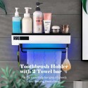 Intelligent UV Toothbrush Rack With 2 Towel Bar Toothbrush Sanitizer Wall Mounted Bathroom Toothbrush Holder USB Charging Electric Toothbrushes Organizer