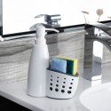 400mL Bathroom Soap Dispenser with Sponge Holder Kitchen Sink Countertop Liquid Hand Soap Dispenser Pump Bottle Caddy with Storage Compartments