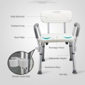 Bathroom Shower Bench with Back & Arms Adjustable Height Shower Tub Stool Lightweight Bath Shower Seat Bathroom Safety Anti-slip Shower Chair for Elderly Pregnant Disabled