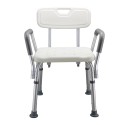 Bathroom Shower Bench with Back & Arms Adjustable Height Shower Tub Stool Lightweight Bath Shower Seat Bathroom Safety Anti-slip Shower Chair for Elderly Pregnant Disabled