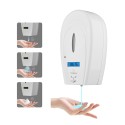 1000ML Automatic Soap Dispenser Wall-mounted Touchless Spray/ Gel/ Foaming Soap Dispenser Automatic Temperature Measurement High Temperature Alarm with Infrared Motion Sensor LCD Screen for Home Office Hotel Bathroom Kitchen