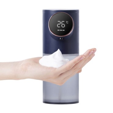 320mL Automatic Foam Soap Dispenser with Temperature & Power Display Infrared Hand-free Touchless Soap Dispenser Foam Lotion Gel Auto Hand Soap Dispenser for Bathroom Kitchen USB Rechargeable