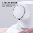 320mL Automatic Foam Soap Dispenser with Temperature & Power Display Infrared Hand-free Touchless Soap Dispenser Foam Lotion Gel Auto Hand Soap Dispenser for Bathroom Kitchen USB Rechargeable