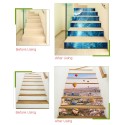 6 Pcs/Set 3D Landscape Self-adhesive Stairs Risers Stickers Mural Staircase Stickers Wallpaper Decor