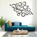 DIY Mirror Combination 3D Mirror Wall Stickers Home Decoration (Black Round Circle)