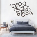 DIY Mirror Combination 3D Mirror Wall Stickers Home Decoration (Black Round Circle)