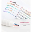 Creative Two Lines Gel Pen Double Lines Marker Stereo Color Pen for Students DIY Journal Planner Hand Account