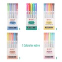 5 Colors Dual Tip Highlighter Pens Broad Chisel and Fine Tips Marker Pen for for School Students Office Home Supplies