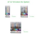 18 Color Glitter Gel Pen Set Colored Pen Color Changing Flash Marker for Office School Students Adults Writing Drawing Coloring Journaling Card Making Stationary Supplies