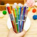 Ballpoint Pen Multicolor 6 In 1 Colorful Spring Retractable Design 0.5mm Ballpoint Pen Gift Scrapbooks Tool Birthday Card for Friends Students Stationery Office Workers Home School Supplies