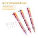 Ballpoint Pen Multicolor 6 In 1 Colorful Spring Retractable Design 0.5mm Ballpoint Pen Gift Scrapbooks Tool Birthday Card for Friends Students Stationery Office Workers Home School Supplies