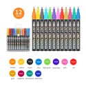 12 Colors Metallic Markers Outline Paint Pens 2-3mm Line DIY Scrapbooking for Black   Paper Photo Album CD Surface Stone Glass School Office Supplies