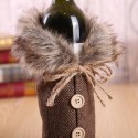 Christmas Sweater Wine Bottle Cover, Newest Collar & Button Coat Design Wine Bottle Sweater Wine Bottle Dress Sets Xmas Party Decorations (style 1)