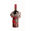 Christmas Sweater Wine Bottle Cover, Newest Collar & Button Coat Design Wine Bottle Sweater Wine Bottle Dress Sets Xmas Party Decorations (style 1)