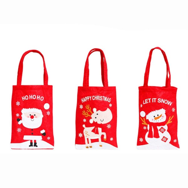 3pcs Christmas Gift Bags with Handles Reusable Grocery Bags Shopping Bags Candy Bag Treat Bags for Christmas Party Wedding Gift Snack Wrapping
