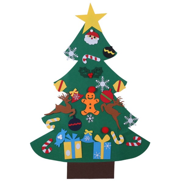 43 Inch DIY Felt Christmas Tree Ornaments Detachable Christmas Decoration for Home Wall Party Kids Gift Festivals Xmas Indoor Decor