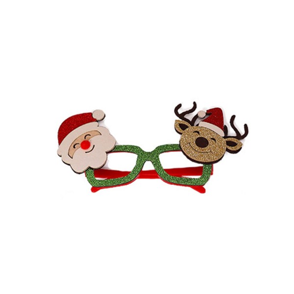Christmas Glitter Party Glasses Christmas Decoration Costume Eyeglasses Party Glasses Frame for Holiday Favors(Santa and Reindeer)