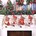 Christmas Stocking,4 Pack Classic Christmas Stocking Santa,Snowman,Reindeer,Bear,Xmas Character 3D Plush with Faux Fur Cuff Christmas Decorations and Party Accessory