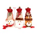 Christmas Wine Bottle Covers/Bags Holiday Wine Bottle Covers with Faux Fur Collar Santa Clause, Snowman & Reindeer Drawstring Bags Christmas Decor Gift(Santa)