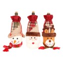 Christmas Wine Bottle Covers/Bags Holiday Wine Bottle Covers with Faux Fur Collar Santa Clause, Snowman & Reindeer Drawstring Bags Christmas Decor Gift(Santa)