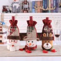 Christmas Wine Bottle Covers/Bags Holiday Wine Bottle Covers with Faux Fur Collar Santa Clause, Snowman & Reindeer Drawstring Bags Christmas Decor Gift(Santa)