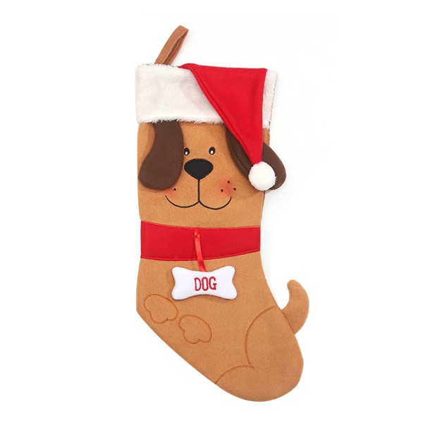 Christmas Decoration Supplies Creative Cute Cartoon Puppy Christmas Stockings Khaki Dog Christmas Puppy Socks