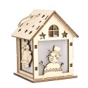 Christmas DIY Wooden House Random Light Color with Rope Christmas Tree Hanging Decoration