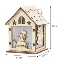 Christmas DIY Wooden House Random Light Color with Rope Christmas Tree Hanging Decoration