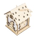 Christmas DIY Wooden House Random Light Color with Rope Christmas Tree Hanging Decoration