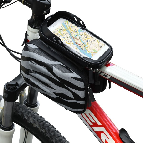 Touch Screen Bike Handlebar Bag Waterproof Front Frame Top Tube Bicycle Pouch Double Pannier Pack Large Capacity Cycling Front Storage Bag