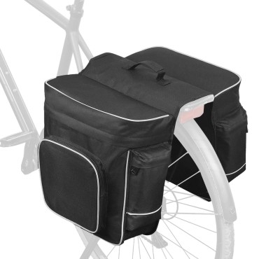 Cycling 2 in 1 30L Bicycle Black Rear Double Side Rack Bag Tail Seat Pannier Outdoor Cycling Saddle Storage