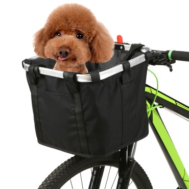 Collapsible Bike Basket Flower Printed Small Pet Cat Dog Carrier Bag Detachable Bicycle Handlebar Front Basket Cycling Front Bag Handbag