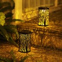 LED Solar Lights Hollow Garden Lights Hanging Lantern Leaf Tree Shape Projection LED Lamp Pathway Walkway Lawn Patio Backyard Lighting Outdoor Waterproof Landscape Lamp