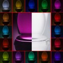 Motion Sensor LED Toilet Night Light 16 Colors Dusk to Dawn Auto On / Off Bathroom Lamp