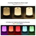 Portable USB Night Light with Remote 13 Colors & 3 Lighting Modes Timer Function Dimmable Touching Control Bedside Table Desk Lamp for Bedroom Living Room