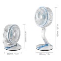 USB Rechargeable Fan with Night Light Adjustable Speed & Brightness Multifunctional Wall Mounted & Desktop Fan for Home Office Outdoor Travel