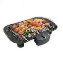 Smokeless Indoor/Outdoor Electric Grill Portable Tabletop Grill Kitchen BBQ Grills Adjustable Temperature Control,Removable Water Filled Drip Tray,2000W,Black（EU Plug）