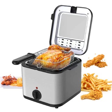 2.5L Electric Fryer Household Small 1000W High Power Multiple Function Stainless Steel Fryer Kebab French Fries Machine