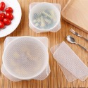 4pcs Reusable Silicone Food Storage Covers Food Wraps for Bowls Support Microwave Heating